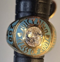 VINTAGE JUICY COUTURE “JUICY HIGH” CLASS 2007 RING CHARM W/LIGHT BLUE ENAMEL