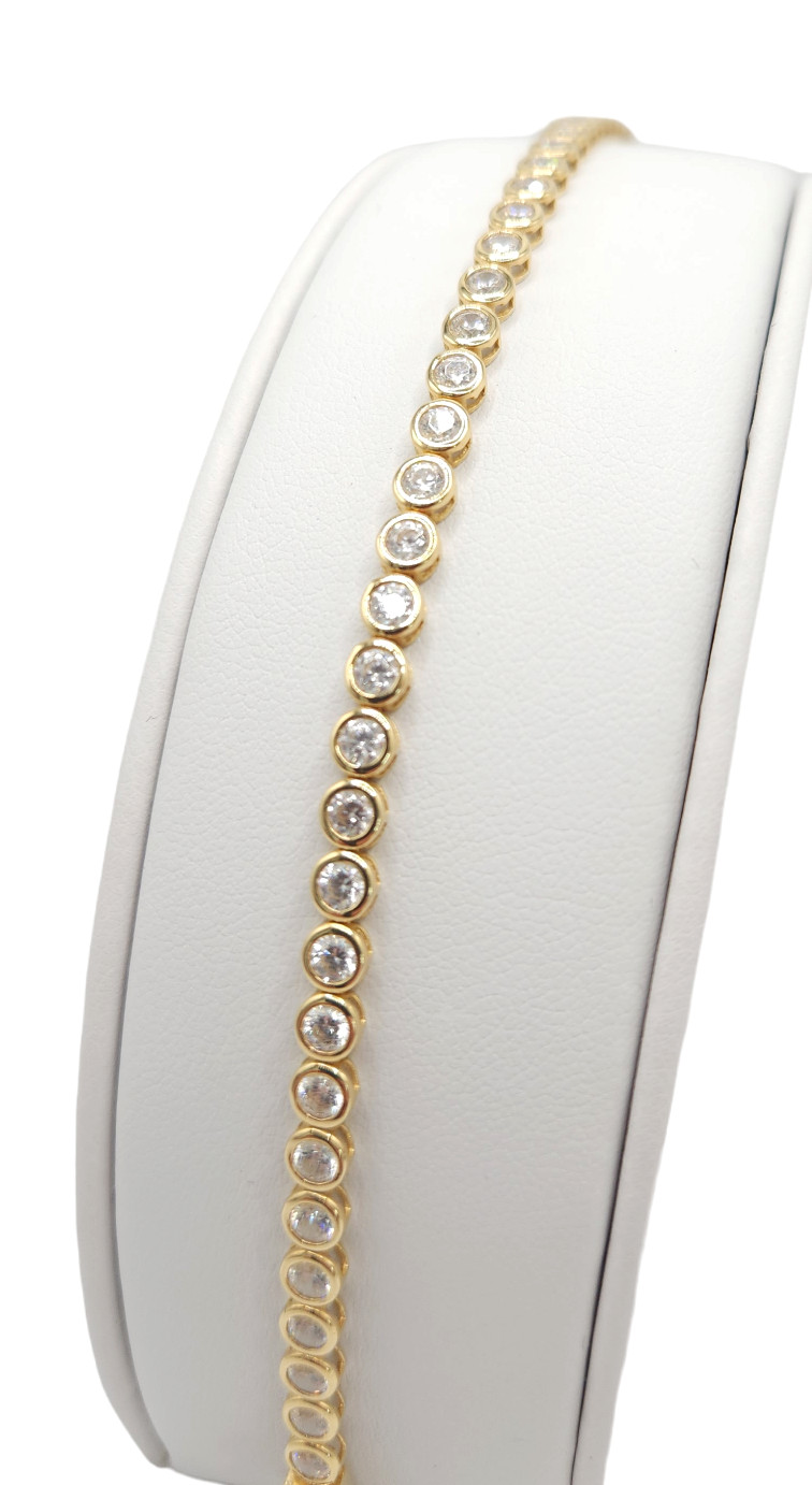 14K Yellow Gold Cubic Zirconia Tennis Bracelet 7" - RL48 gallery