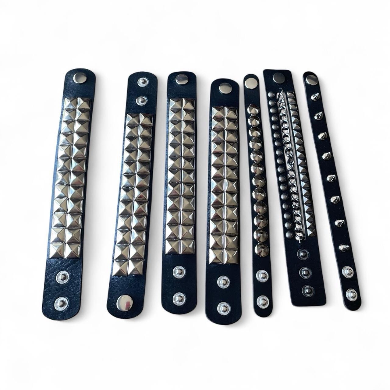7 pcs Gothic PU leather Studded Spike Punk Emo Grunge Rock bracelets Brand New gallery