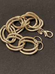 John Wind Golden Silvertone Double Hoop Chain Link Bracelet