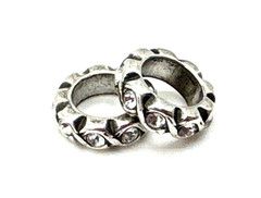Brighton Infinity White Crystals Thin Stackable Silver Spacer Bead – Lot of 2