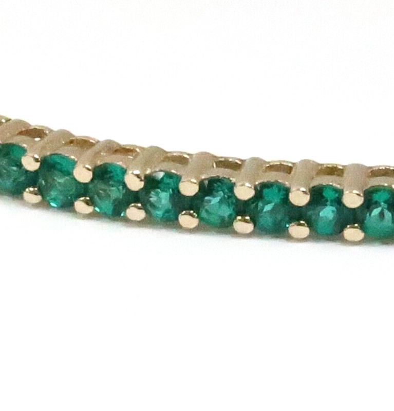 BEAUTIFUL GOLD TONE STERLING SILVER EMERALD BANGLE 9 IN gallery