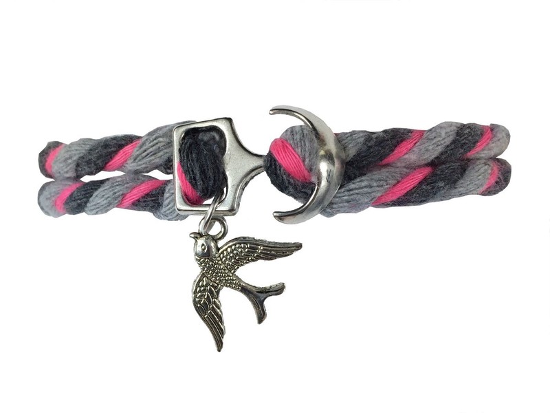 Schwalbe Cord Bracelet Miniblings Band Mauersegler Cord Arm Band Bird Pink Gra gallery