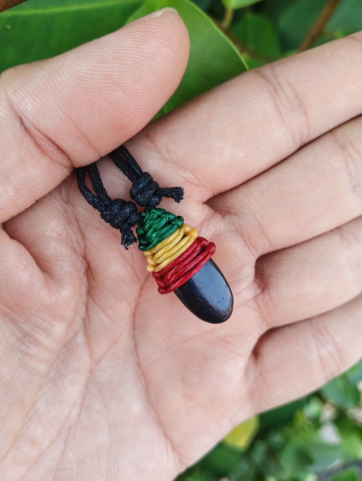 10 Handmade Rasta Reggae Black Stone Cotton Necklaces Wholesale gallery