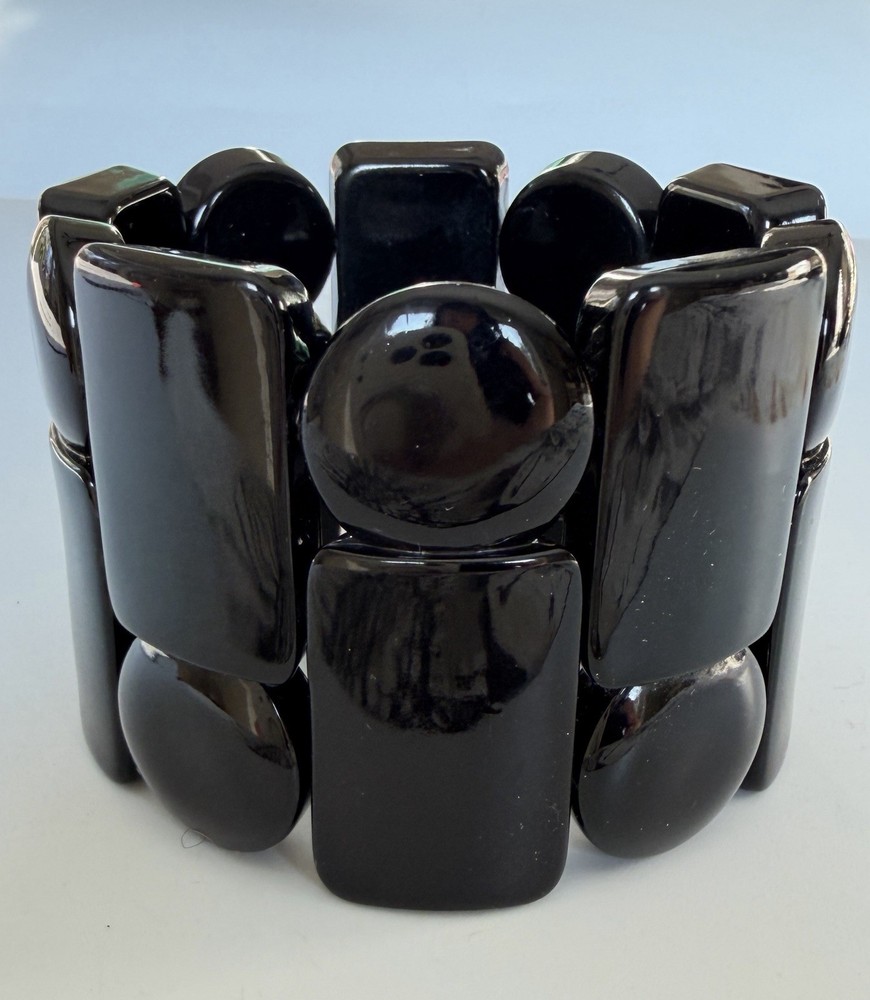 Ingrid Degremont "Bracelet i" – France Rare All-Black Resin Cuff –Ships from USA