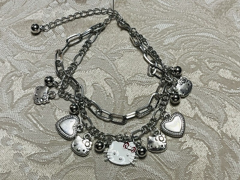 Sanrio Silver Hello Kitty Multiple Charm Adjustable Fashion Fun Trendy Bracelet gallery