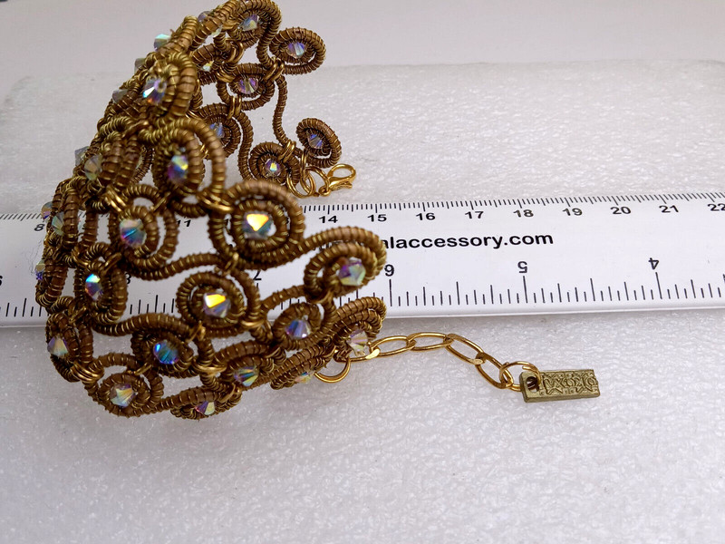 JOYERIA ARTESANAL ORGANICA FILIGREE G/T IRIDESCENT BEAD BRACELET 2 X 6-7.5" gallery