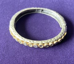 Tat2 Designs Silver Hati Hinged Bangle Bracelet / Magnetic Clasp / Crystal Inset