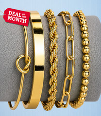 FORGEVA Handmade Bracelets Set for Women 14K Gold Plated, Non Tarnish Waterproof