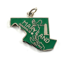 Maryland State Charm Enamel & Silver Plate | 3/4″ x 1/2″ | New Old Stock