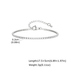 2/3/4/5MM Luxury Zircon Tennis Chain Bracelet for Women, Stainless Steel Bracele
