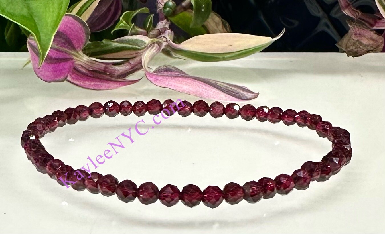 Wholesale lot 6 Pcs 4mm Faceted Natural Garnet 7.5” Stretch Bracelet gallery