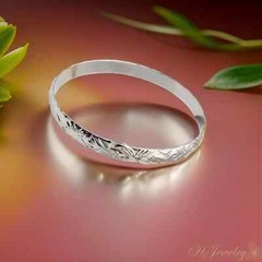 8mm Silver Hawaiian Heirloom Bangle Bracelet