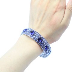 SheCrown 43g New Stone Iolite Women Dating Silver Bangle Bracelet 7.5″