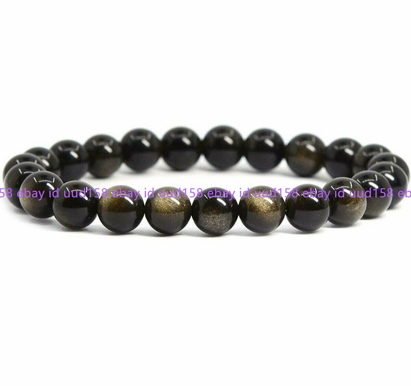 4/6/8/10/12mm Natural Gold Obsidian Round Gemstone Beads Bracelet 7.5'' AAA++ gallery