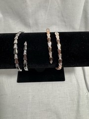 Silver & Rose Gold Tone gold plated Stackable Round Bangle Bracelet Set Lot of 2