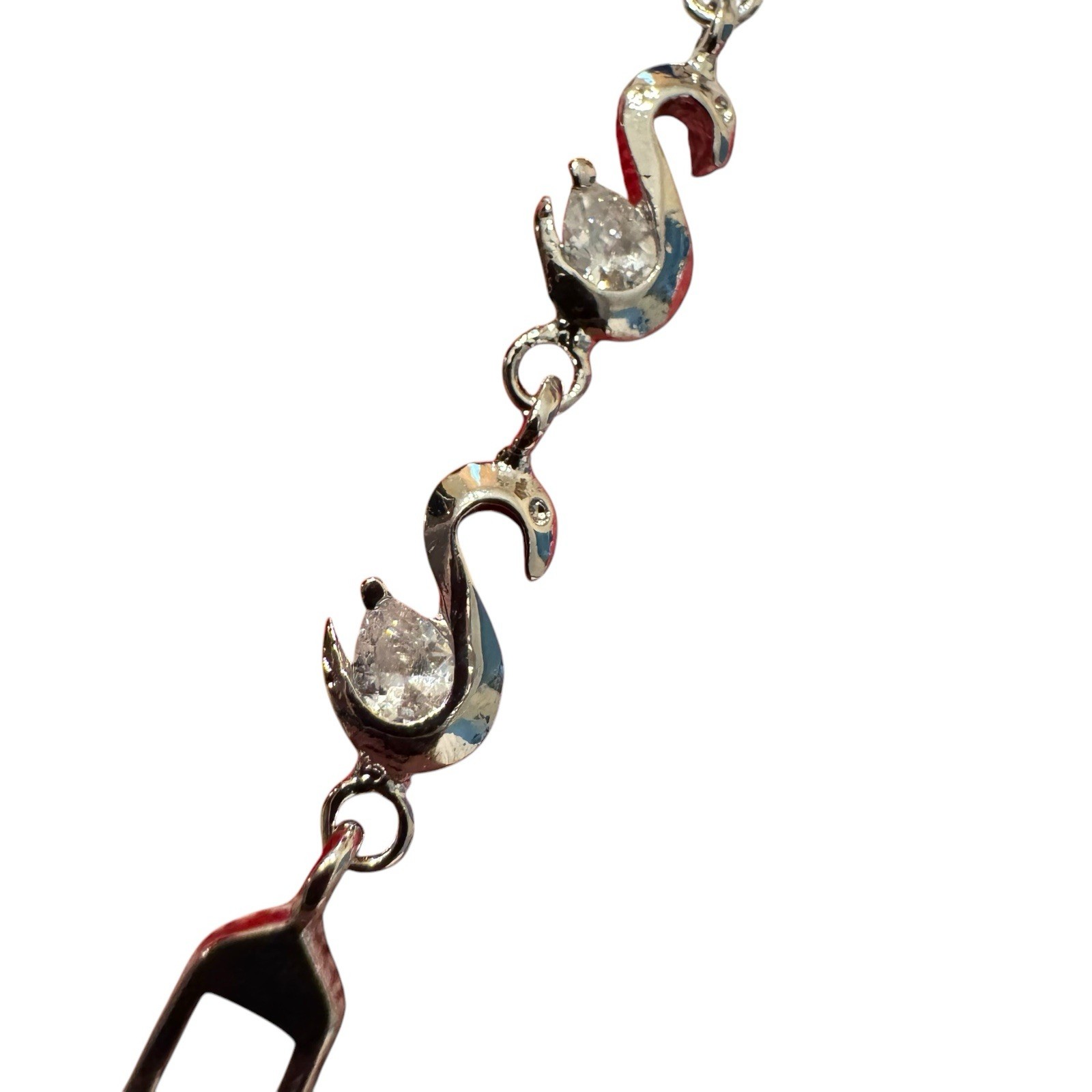 Crystals By Swarovski Swan Bracelet Rhodium Overlay With 1" Ext Dainty Sparkle gallery