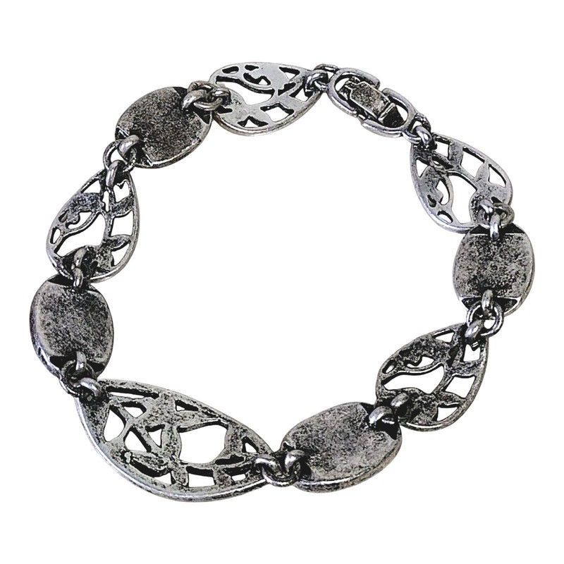 Beautiful Bracelet Silver Tone Green Faceted Cabochons 7 1/2 x 5/8 Clasp Vintage gallery
