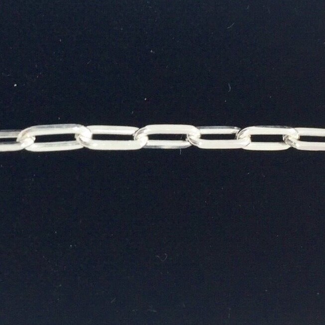 925 Sterling Silver 4mm Paper Clip Women's Bracelet 7" & 8" Made in Italy gallery