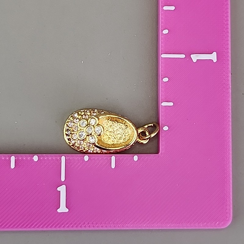 Firenza Baby Shoe Charm May Birthstone Clear Rhinestones Gold Tone 17mm gallery