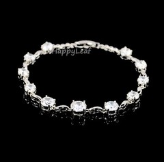Tennis Bracelet Russian CZ Rhodium Finish White/Amethyst Bridal 8″ bling shine