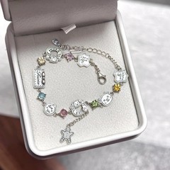 1 Pcs Simulated Crystal Gingerbread Man & Bear Bracelet, Cute Gift for Her