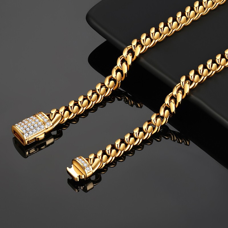6/8/10/12/14mm MEN Stainless Steel Silver Miami Cuban Curb Link Chain Bracelet gallery