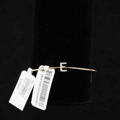 La Soula 14K Yellow Gold Plated over Sterling Silver Diamond Letter E Bangle