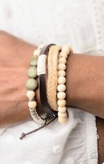 BOHO Drifter Away Urban Green Jade Stone Beaded Layered Bracelet Bohemian