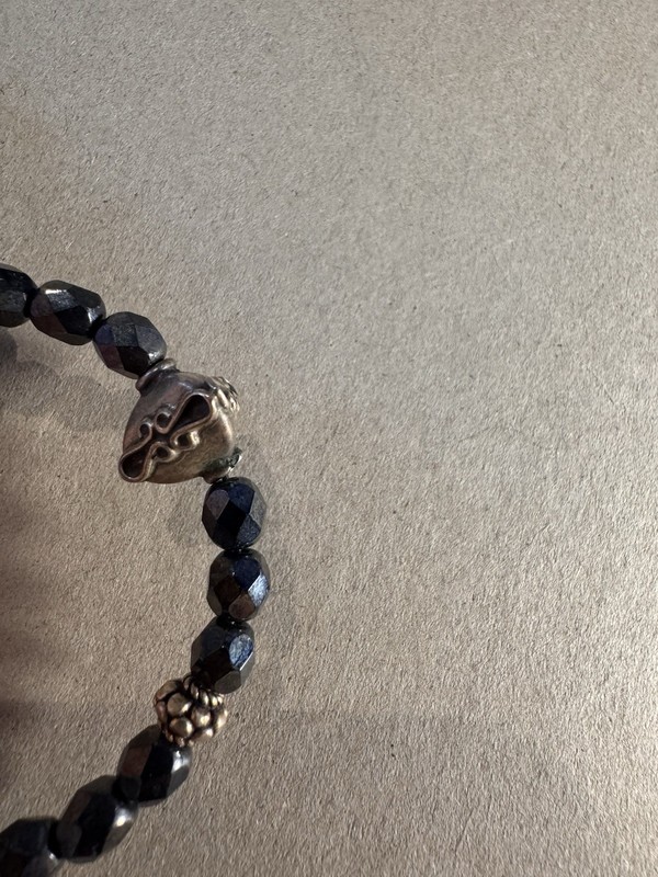 Blackstone Silvertone Black Bead Wrap Bracelet gallery