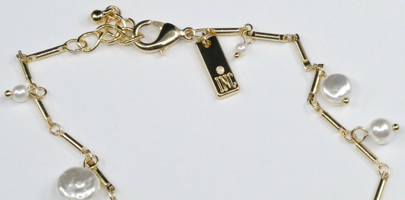 New Inc Gold Shaky Disc & Imitation Pearl Ankle Bracelet $29.50 gallery