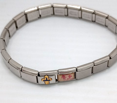 Zoppini Stainless Steel Stretch 21 links Bracelet Italian Charm Cross Dog 8″