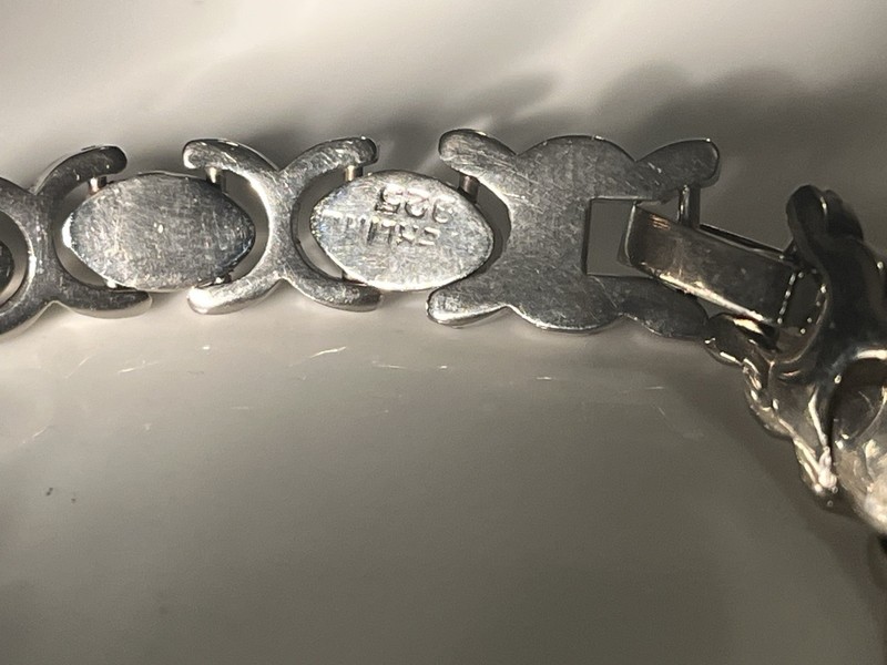 VTG Sterling Silver 9mm Hugs & Kisses ISRAEL XOXO Link 7.5" Bracelet 25g LOVE gallery