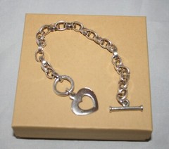 Silpada Sterling Silver Cut-Out Heart Charm Oval Link Rolo Toggle Bracelet B0992