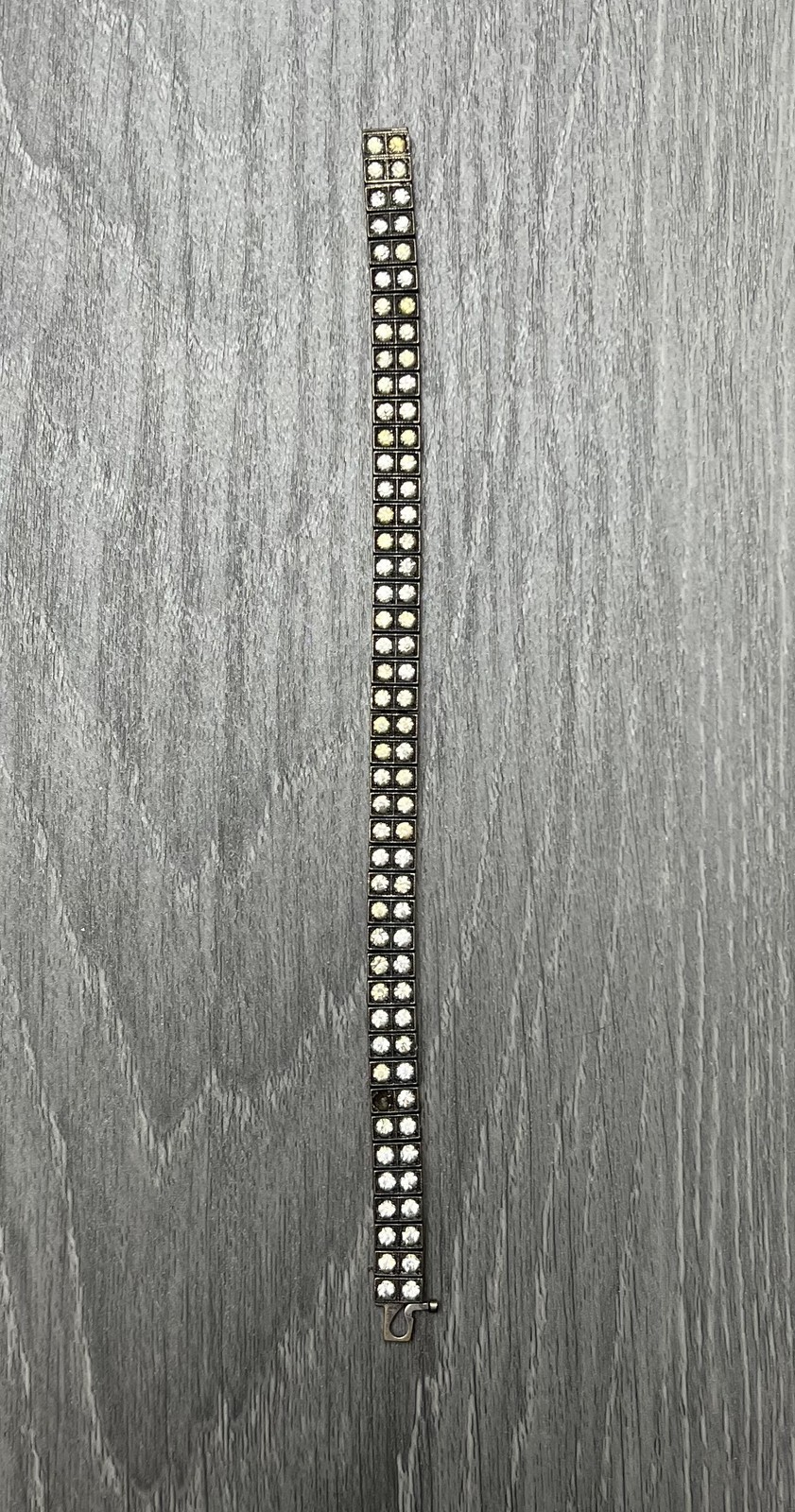 Vintage Sterling Silver Double Row Rhinestone Art Deco Bracelet 26.8g Pat. 1947 gallery