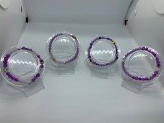 Lot of 4 Purple Glass 6mm Bead Bracelets Jewelry Holiday Birthday Anniversary
