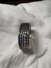 All silver rope style heavy Native American bracelet