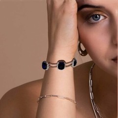 Blue Crystal CZ and Sterling Silver Station Bracelet Bridesmaids Gift