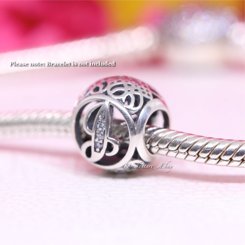 Authentic Pandora Vintage J Alphabet Charm Sterling Silver Bead 791854CZ gallery