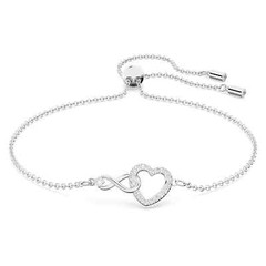 Swarovski Hyperbola Bracelet Infinity and Heart, White, Rhodium Plated 5524421