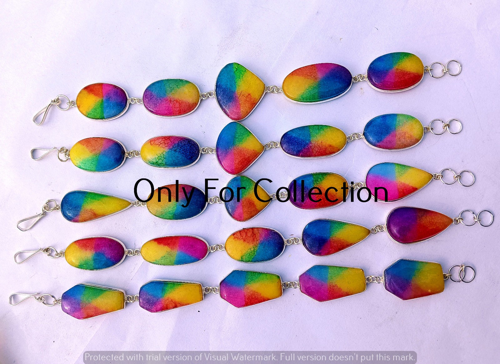 Rainbow Solar Quartz Gemstone 925 Sterling Silver Plated Bracelet Lot Jewelry gallery