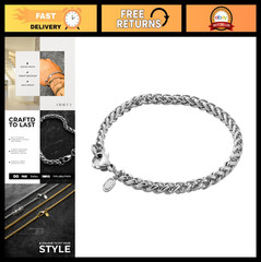 Waterproof Wheat Link Bracelet – Heat & Sweat Resistant Men’s Jewelry – 5MM Gift
