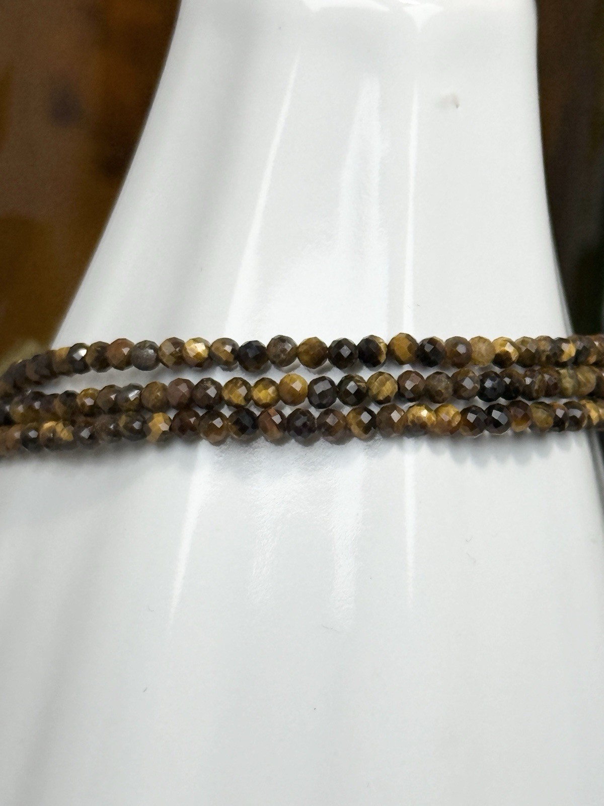 Tiger Eye Yellow Faceted 6 1/2IN Closure Twist Bead Bracelet 2.5MM Set of 3 gallery