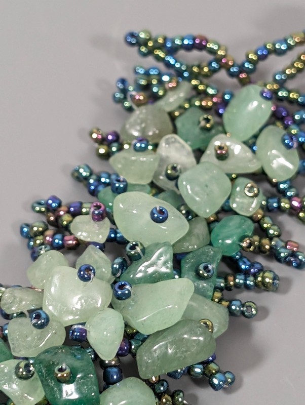 Beachy Boho Green Stone Woven Beaded Bracelet 6 in gallery