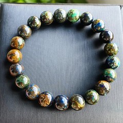 9.5mm Beauty Glittering Color Azurite & Malachite Crystal Beads Bracelet 1822
