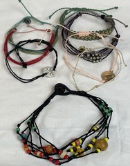 7 String Bracelets Set Adjustable Pura Vida Beaded Multicolor FREE Anklet