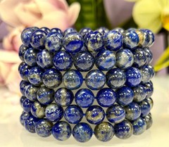 Wholesale 6 Pcs 10mm Natural Lapis Lazuli Crystal Healing Stretch Bracelet 8”