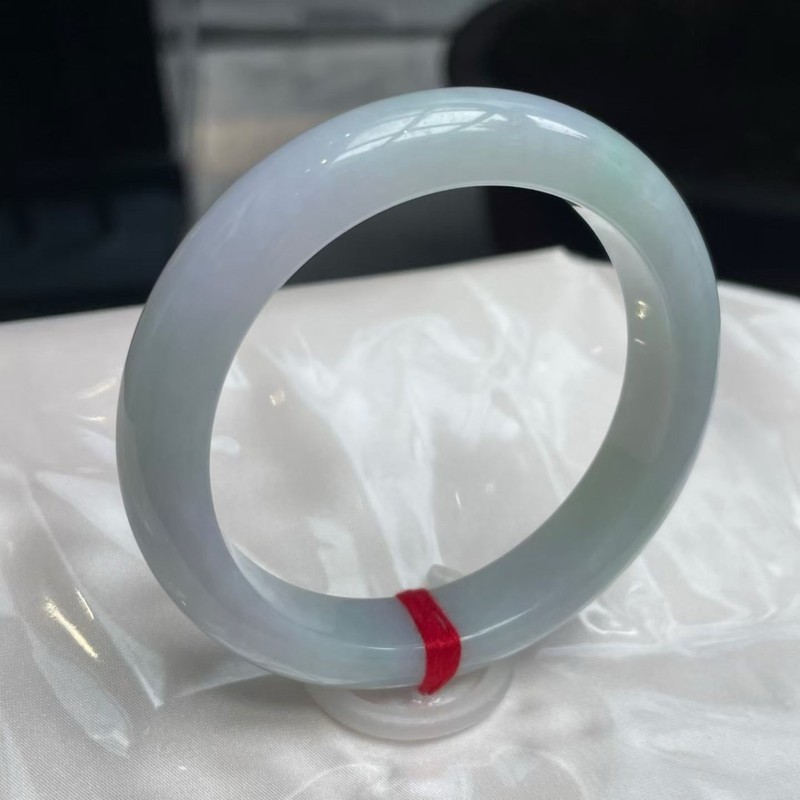 Light icy lavender and green Grade A jadeite 55mm Bangle with certificate gallery