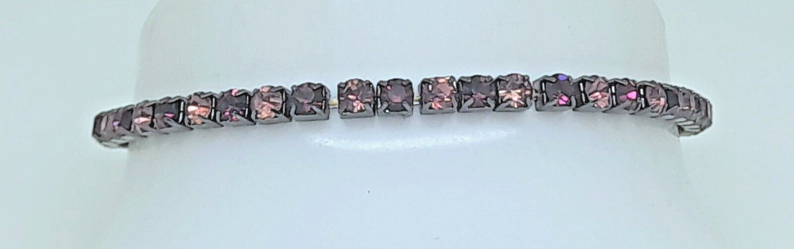 1 line lt purple & purple rhinestone black nickel fashion stretch bracelet gallery