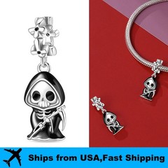 PANDACH 925 Sterling Silver Charm for Bracelet & Necklace Pendant Reaper Bead